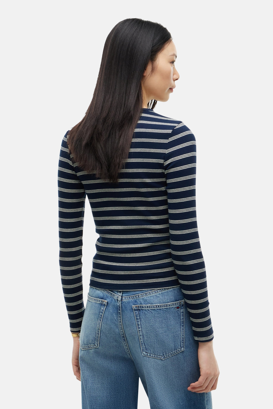 Top uni manche longue bleu - TOMMY JEANS