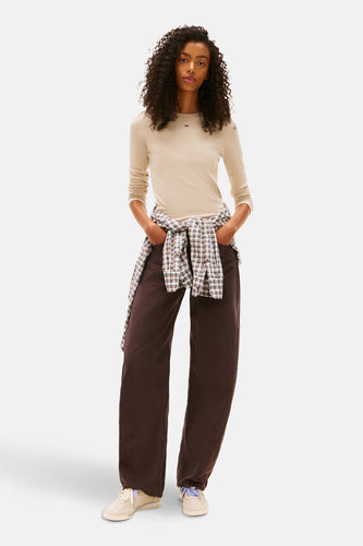 Top uni manche longue beige - TOMMY JEANS - TOMMY JEANS