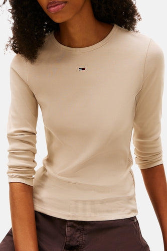Top uni manche longue beige - TOMMY JEANS - TOMMY JEANS