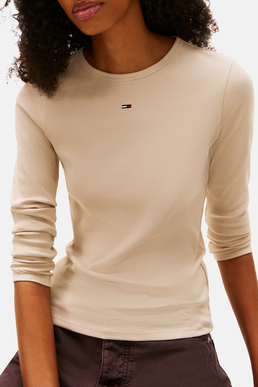 Top uni manche longue beige - TOMMY JEANS - TOMMY JEANS