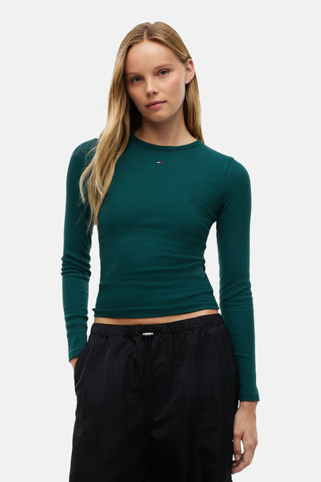 Top uni manche longue vert - TOMMY JEANS