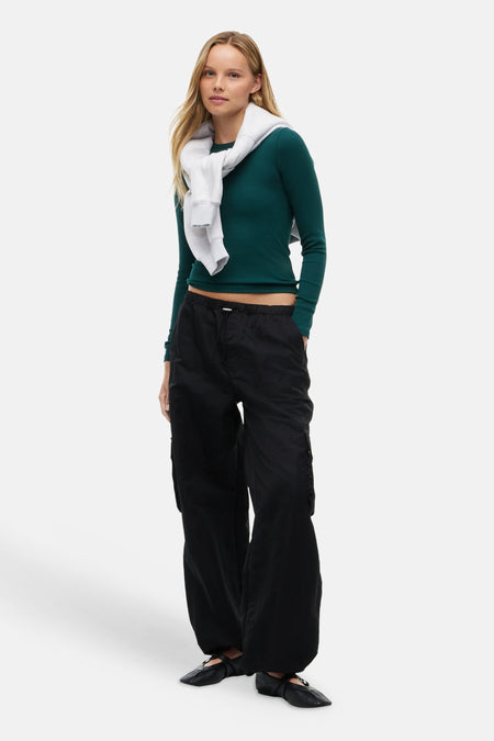 Top uni manche longue vert - TOMMY JEANS