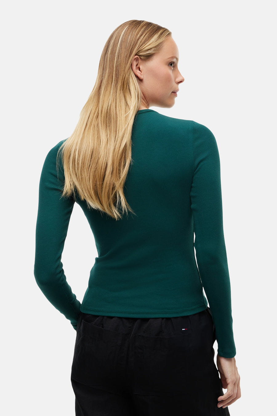Top uni manche longue vert - TOMMY JEANS