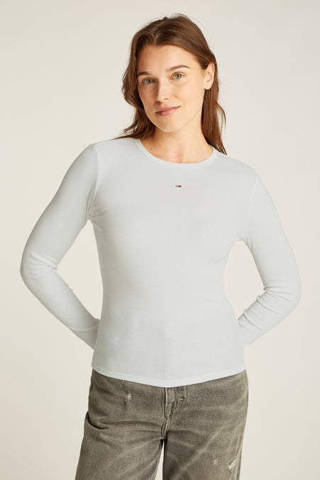 Top uni manche longue Blanc - TOMMY JEANS