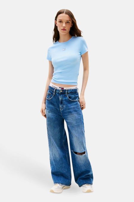 Top uni manche courte Bleu - TOMMY JEANS