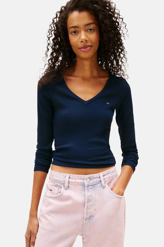 Top uni manche longue bleu - TOMMY JEANS - TOMMY JEANS