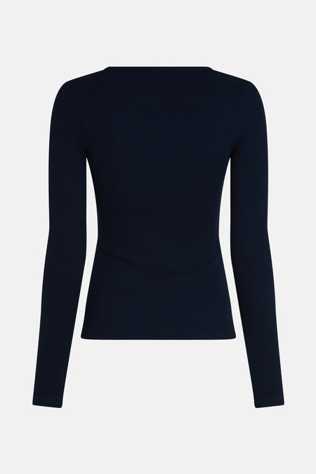 Top uni manche longue bleu - TOMMY JEANS