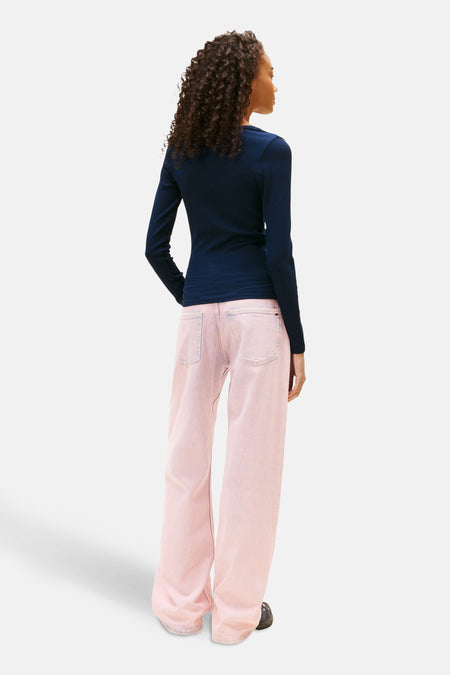 Top uni manche longue bleu - TOMMY JEANS