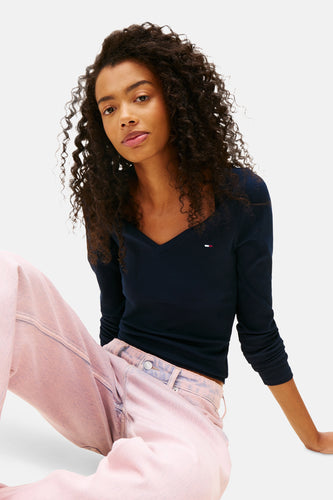 Top uni manche longue bleu - TOMMY JEANS - TOMMY JEANS