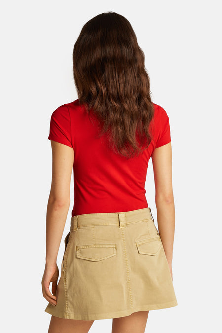 Top uni manche courte Rouge - TOMMY JEANS