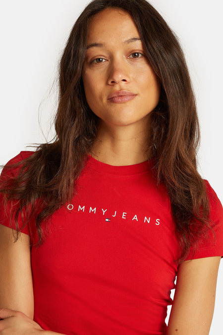 Top uni manche courte Rouge - TOMMY JEANS