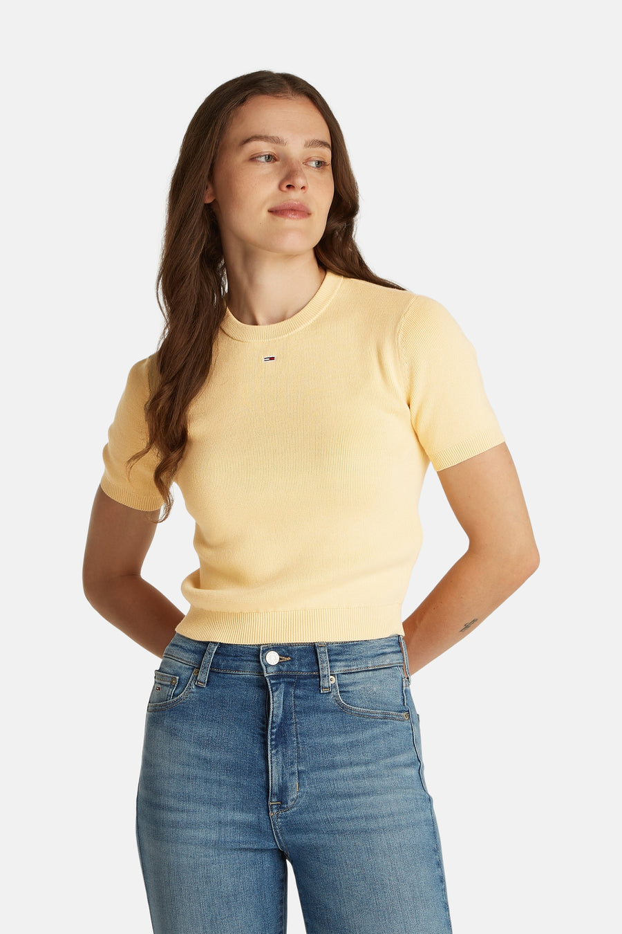 Pull à col rond - jaune