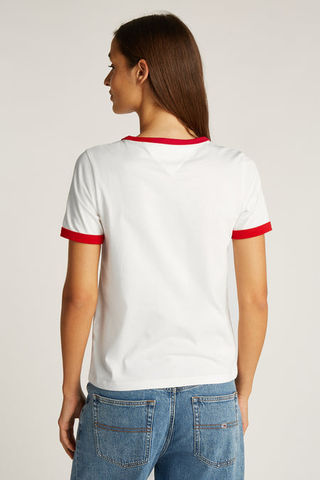 Top uni manche courte Écru - TOMMY JEANS