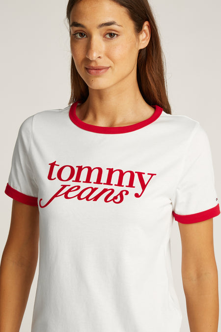 Top uni manche courte Écru - TOMMY JEANS