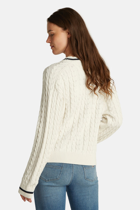 Pull col V Blanc - TOMMY JEANS