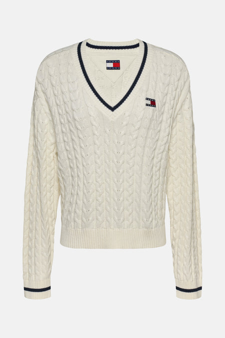 Pull col V Blanc - TOMMY JEANS