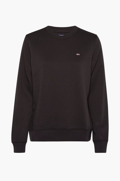 Gilet noir de TOMMY JEANS, avec un col rond et un petit logo sur la poitrine.
