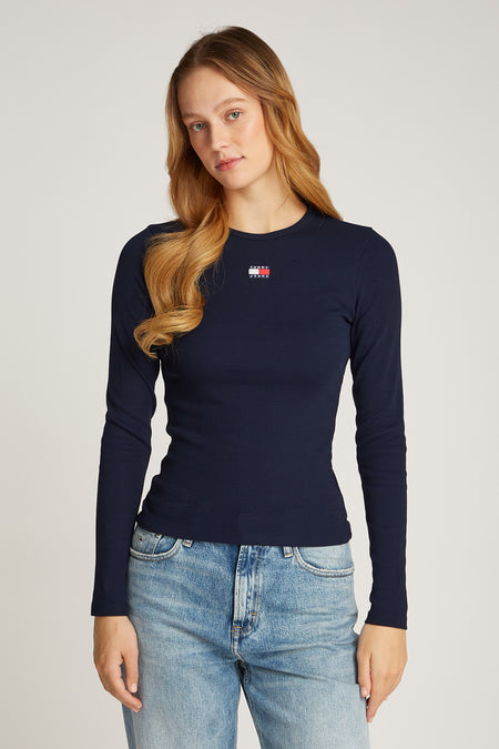 Top uni manche longue Bleu - TOMMY JEANS