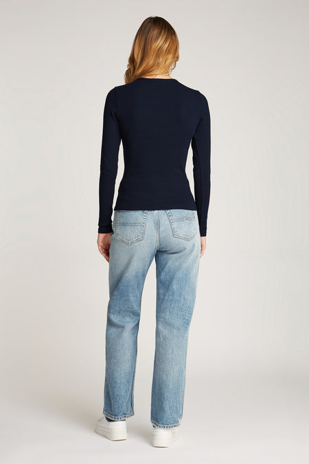 Top uni manche longue Bleu - TOMMY JEANS