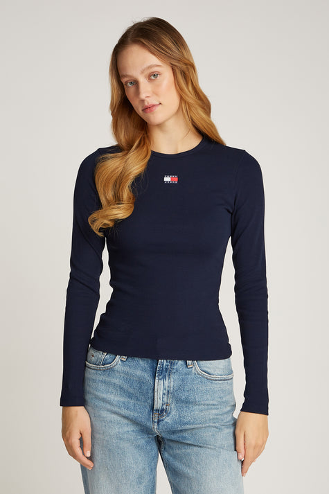 Top uni manche longue Bleu - TOMMY JEANS