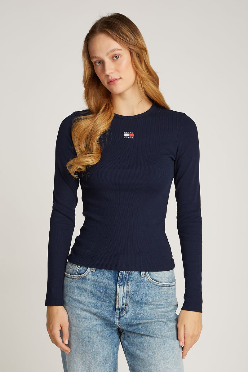 Top uni manche longue Bleu - TOMMY JEANS