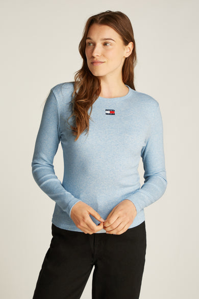 Top uni manche longue bleu - TOMMY JEANS