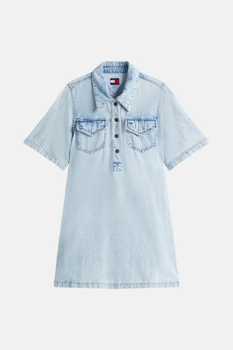 Robe à manches courtes - Light blue denim - TOMMY JEANS