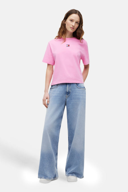 Wijde lichtblauwe denim jeans van Tommy Jeans, met wijde pijpen en een klassieke tailleband.