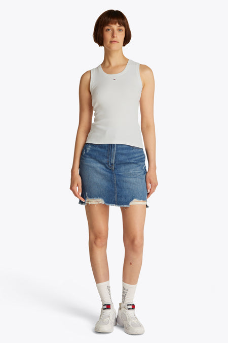 Top uni manche courte Écru - TOMMY JEANS