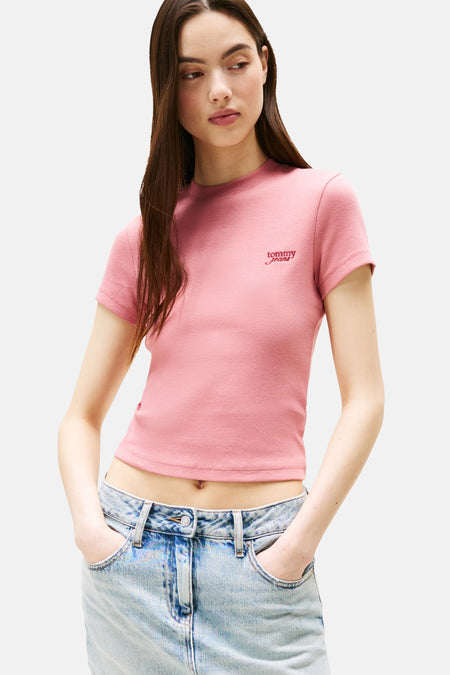 Top uni manche courte Rose - TOMMY JEANS