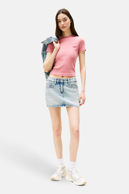 Top uni manche courte Rose - TOMMY JEANS