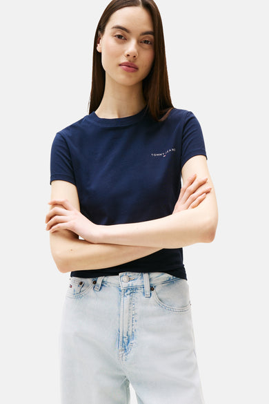 Top uni manche courte Bleu - TOMMY JEANS