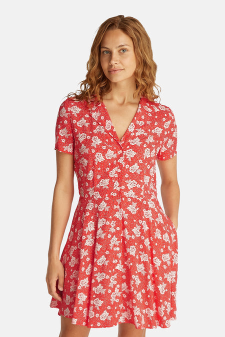 Robes manches courtes Rouge - TOMMY JEANS