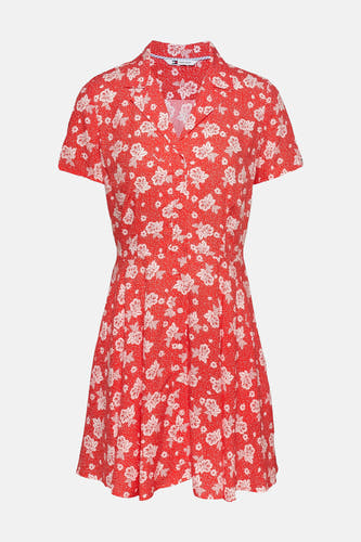 Robe à manches courtes - Rouge