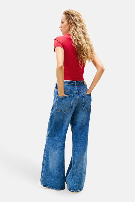 Top uni manche courte Rouge - TOMMY JEANS