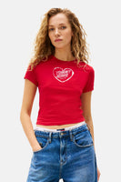 Top uni manche courte Rouge - TOMMY JEANS