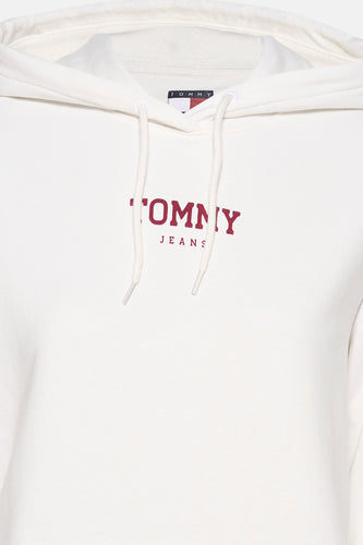 Witte Tommy Jeans hoodie met logo.