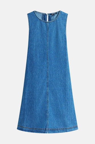 Robe en jean à manches courtes de TOMMY JEANS, en jean bleu avec une coupe droite.