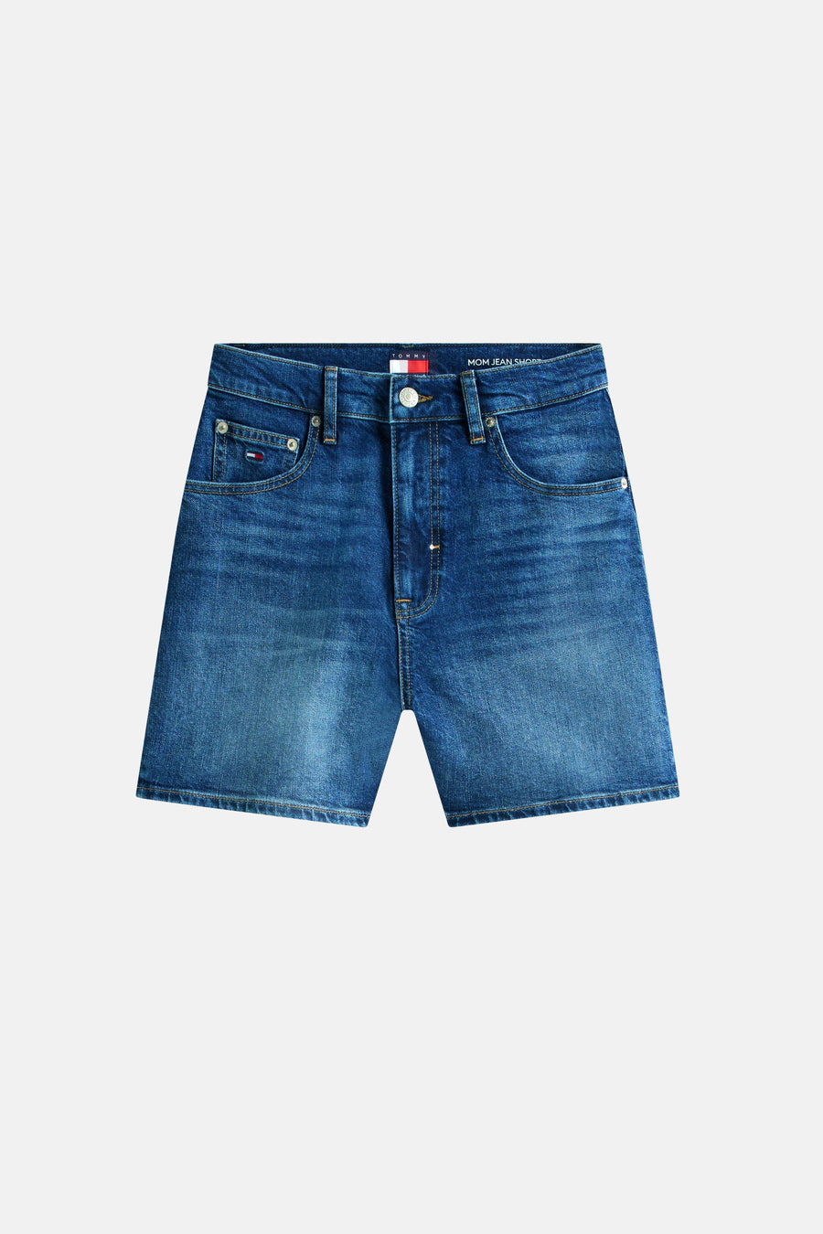 Short en denim bleu foncé de TOMMY JEANS, avec poches et fermeture à boutons.