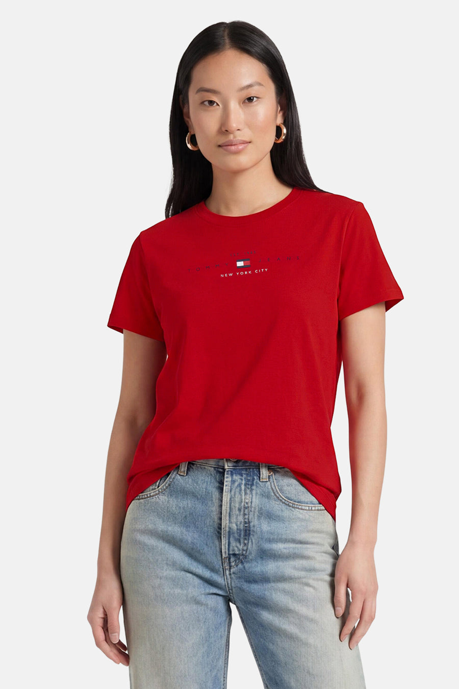 Top uni manche courte rouge - TOMMY JEANS