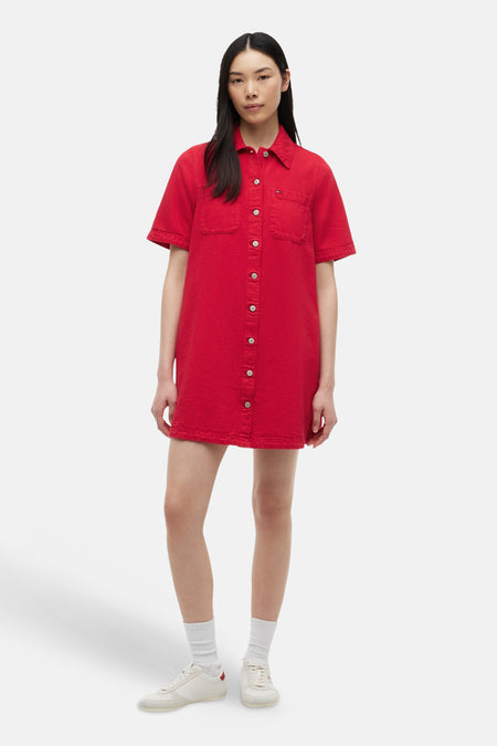 Robe à manches courtes - rouge