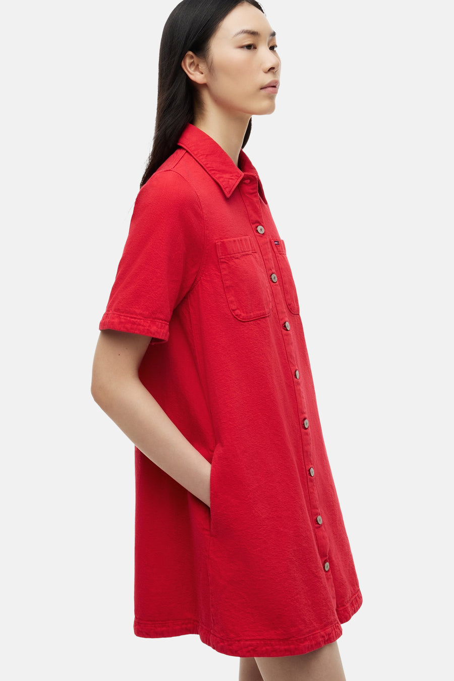 Robe à manches courtes - rouge