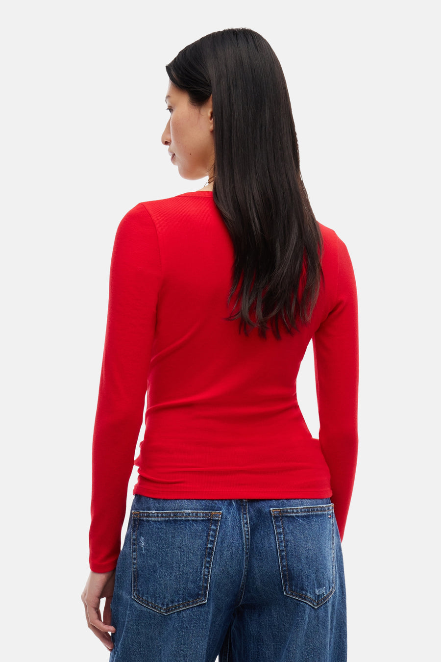 Top uni manche longue rouge - TOMMY JEANS
