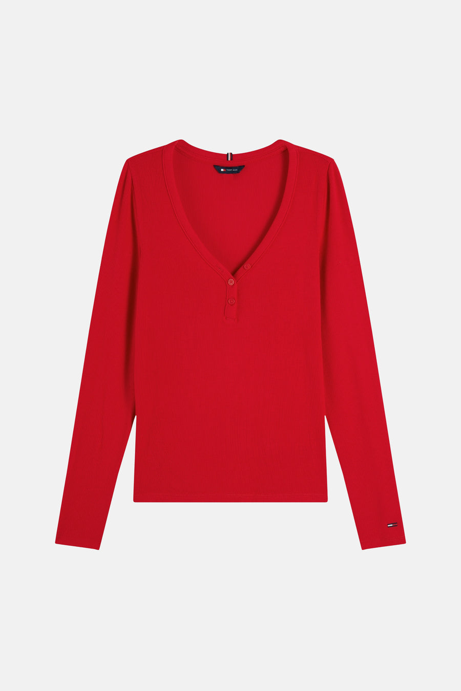 Top uni manche longue rouge - TOMMY JEANS