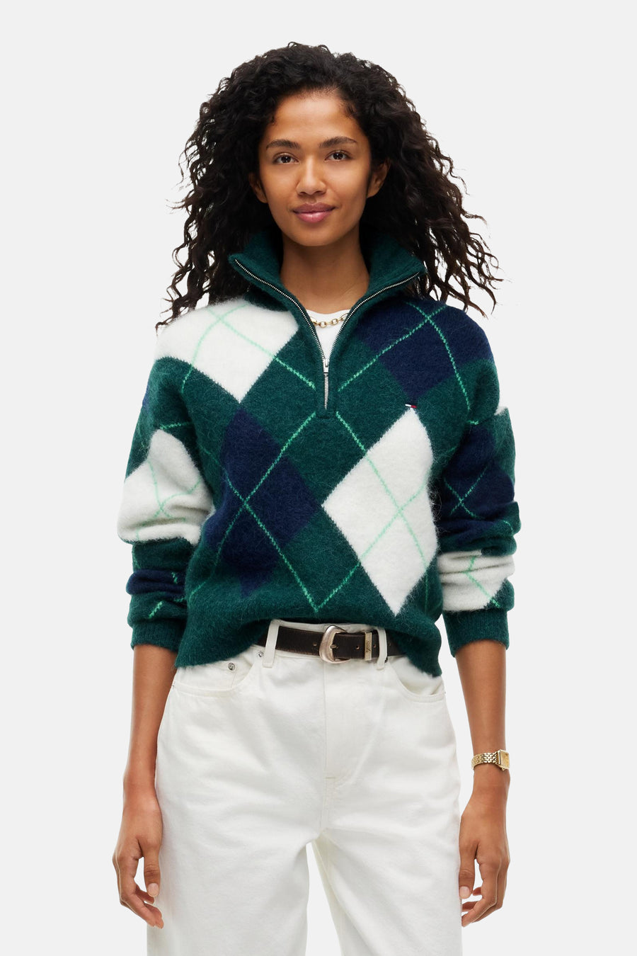 Pull col O vert - TOMMY JEANS