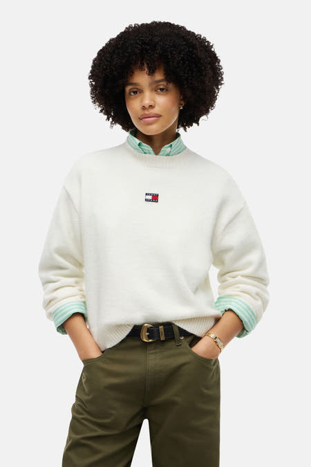 Pull col O - blanc