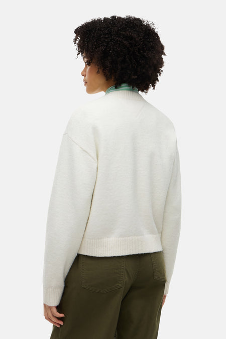 Pull col O - blanc