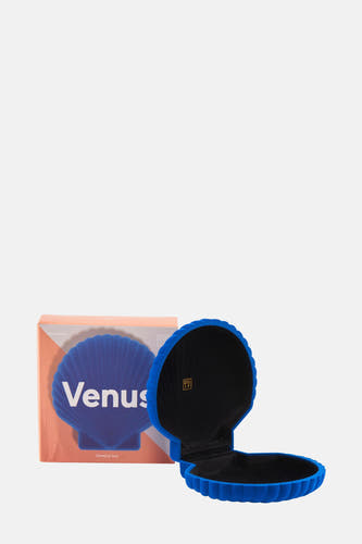 Cadeau bleu de DOIY, ouvert comme une coquille, à côté du l'emage rose.