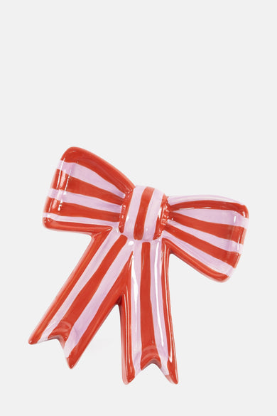 Cadeau multicolore de DOIY, sous la forme d'un ruban rayé rouge et rose.