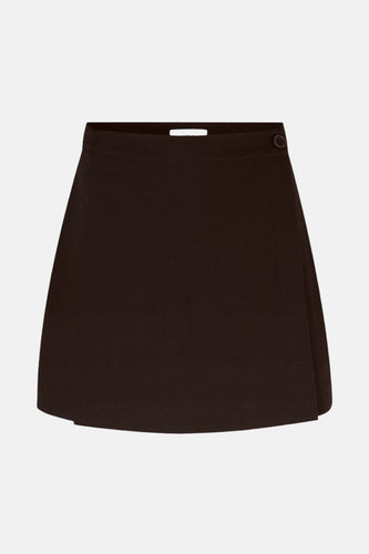 Bruine wikkelrok met knoop.